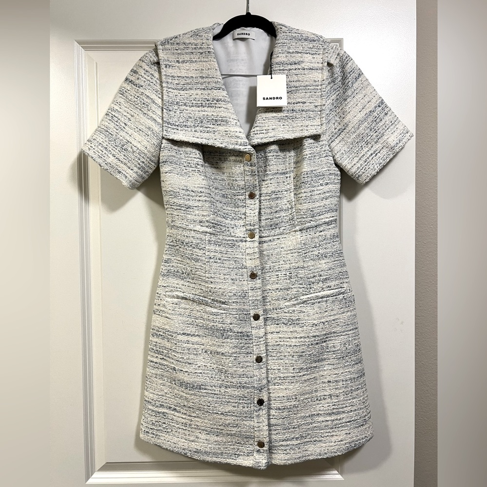NWT- SANDRO Bethany Mini Dress in Tweed